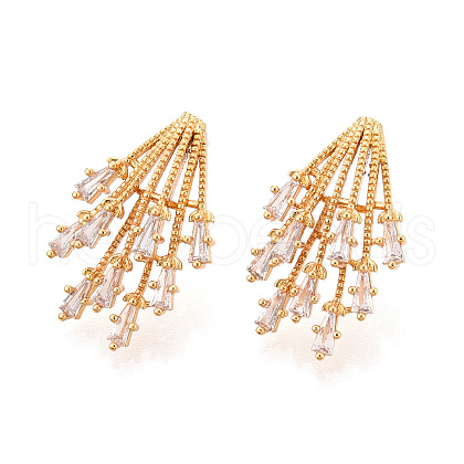 Claw-Shaped Brass Micro Pave Clear Cubic Zirconia Stud Earrings KK-N263-27G-1