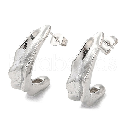 304 Stainless Steel Twist Bean Pod Stud Earrings EJEW-B026-13P-1