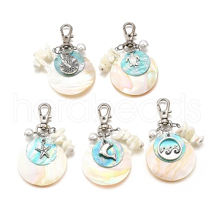 Natural Freshwater Shell Pendant Decorations HJEW-JM03072-1