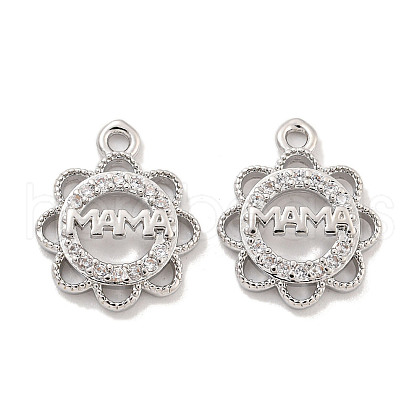 Mother's Day Brass Micro Pave Clear Cubic Zirconia Pendant KK-Z044-13P-1