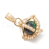 Natural Tiger Eye(Dyed & Heated) & Handmade Glass Seed Beaded Round Pendants PALLOY-MZ00470-03-3