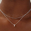Brass Double Layer Small Letter Pendant Necklaces for Women WG025FC-03-1