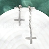 201 Stainless Steel Dangle Stud Earrings EJEW-P314-01C-P-1