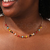 Elegant Brass & Synthetic Stone Chip Handmade Link Chain Necklaces for Women BM0340-2