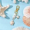 2Pcs Starfish & Sea Turtle Synthetic Turquoise & Natural White Mother of Pearl Shell Chip Pendant Decorations HJEW-JM03169-4