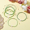 5Pcs 5 Colors Natural Shell Heart & Seed Braided Bead Bracelets Set BJEW-JB10039-03-2