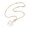 Natural Freshwater Shell Heart Pendant Necklaces NJEW-JN05152-5