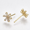 Brass Cubic Zirconia Stud Earrings X-KK-S348-364G-2