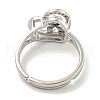 Heart with Letter Rack Plating Brass Micro Pave Cubic Zirconia Adjustable Rings for Women RJEW-I105-06P-S-3