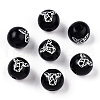 Spray Painted Natural Wood European Beads WOOD-TAC0002-81A-1