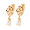 Brass Micro Pave Clear Cubic Zirconia Hoop Earrings EJEW-A107-10B-KCG-1