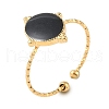 Ion Plating(IP) 304 Stainless Steel Enamel Oval Cuff Finger Rings RJEW-L107-076B-G-1