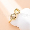 Brass Micro Pave Clear Cubic Zirconia Cuff Rings for Women RJEW-U047-21G-2