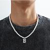 PVC Initial Pendant Plastic Pearl Round Beaded Necklaces for Women Men FS-WGA2226-04-1