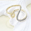 Brass Micro Pave Clear Cubic Zirconia Cuff Rings for Women RJEW-G347-17GP-1