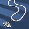 Ginkgo Leaf 304 Stainless Steel Herringbone Chains Pendant Necklaces NJEW-K253-36P-1