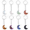 8Pcs 8 Styles Moon Gemstone Keychains KEYC-FH00002-1