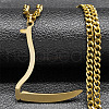 304 Stainless Steel Grim Reape Scythe Pendant Necklaces NJEW-H065-22G-1