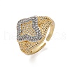 Brass Micro Pave Clear Cubic Zirconia Cuff Rings for Women RJEW-U041-03G-4