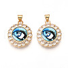 Brass Micro Pave Clear Cubic Zirconia Pendants for Women KK-T070-92A-04-1