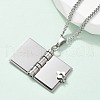 304 Stainless Steel Book Pendant Necklaces for Women NJEW-U037-01A-P-2