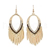 Brass Rhinestone Teardrop Tassel Chandelier Earrings EJEW-U058-02G-2