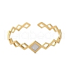 304 Stainless Steel Enamel Hollow Rhombus Open Cuff Bangles for Women BJEW-M316-07G-01-2