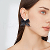 FIBLOOM 2 Pairs 2 Colors Alloy Dangle Stud Earrings with Cloth Bowknot Charms EJEW-FI0003-28-7