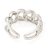 Curb Chains Shape Brass Open Cuff Rings with Cubic Zirconia RJEW-Q781-04P-3