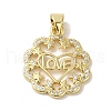 Rack Plating Brass Micro Pave Clear Cubic Zirconia Pendants KK-P267-11D-G-1