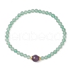 Natural Green Aventurine & Amethyst Round Beaded Stretch Bracelets for Women BJEW-JB11928-02-2