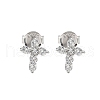 925 Sterling Silver Clear Cubic Zirconia Stud Earrings EJEW-Q032-01B-P-4
