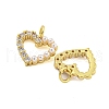Heart Rack Plating Brass Micro Pave Cubic Zirconia Charms KK-U021-13A-G-2