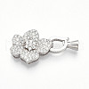 925 Sterling Silver Micro Pave Clear Cubic Zirconia Fold Over Clasps STER-T008-05P-1