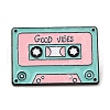 Cassette with Word Good Vibes Enamel Pins JEWB-I025-02C-1