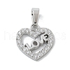 Ion Plating(IP) 304 Stainless Steel Micro Pave Cubic Zirconia Pendants STAS-Z107-04P-10-1