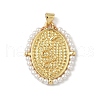 Brass with ABS Imitation Pearl Pendants KK-Z115-05G-02-1
