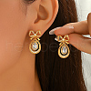 Brass Clear Cubic Zirconia Butterfly with Teardrop Dangle Stud Earrings EE7763-1