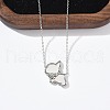 304 Stainless Steel Pave Natural White Shell Cute Cat Shaped Pendant Necklaces for Women NJEW-M101-01P-2