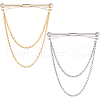 Gorgecraft 2Pcs 2 Colors Brass Hanging Chains Collar Pins Tie Clips AJEW-GF0007-55-1