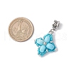 Dyed Synthetic Imperial Jasper & Glass Seed Beaded Star European Dangle Charms PALLOY-MZ00693-01-2