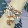 3Pcs Alloy Rhinestone Charm Bracelets WGE2207-01-3