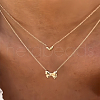 Vintage Style 925 Sterling Silver Heart Bowknot Pendant Double Layer Necklaces for Women EE9509-4