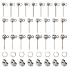  90Pcs 3 Size 202 Stainless Steel Ball Stud Earring Findings STAS-TA0002-22-2