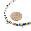 Bohemian Round Glass Seed Beaded Necklaces with Antique Silver Tone Alloy Heart Charms NJEW-JN05216-5