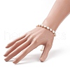 Dyed Natural Pearl & Brass Round Beaded Slider Bracelet BJEW-JB09008-04-3