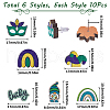 SUNNYCLUE 60Pcs 6 Styles Saint Patrick's Day Wood Stud Earrings EJEW-SC0001-42-2