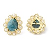 Natural Apatite Teardrop Stud Earrings with Plastic Pearl Beaded EJEW-E599-05G-02-1