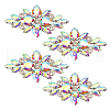 Fingerinspire 4Pcs Glass Cabochons(Hot Melt Adhesive On The Back) GGLA-FG0001-04-1