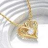 Brass Pave Clear Cubic Zirconia Heart Pendant Necklaces for Women NJEW-K381-07A-G-1